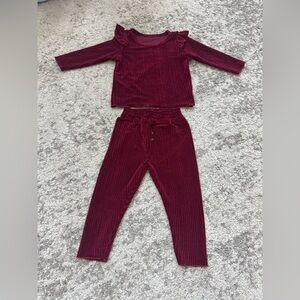 Girls 6 months Burgundy Ruffle Long Sleeve Top and Pants Set